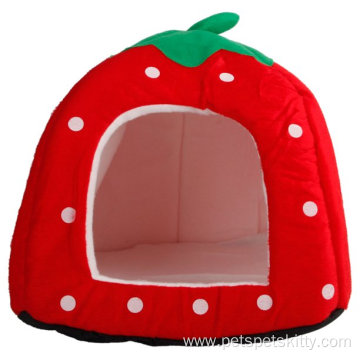 Soft Cute Strawberry Style Pets Dog Cat House